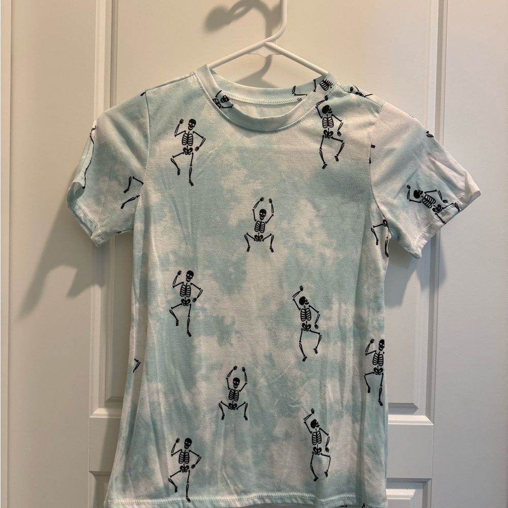 Boys Brokedown Short Sleeve Skeleton Shirt Size 10 Tie Dye Halloween